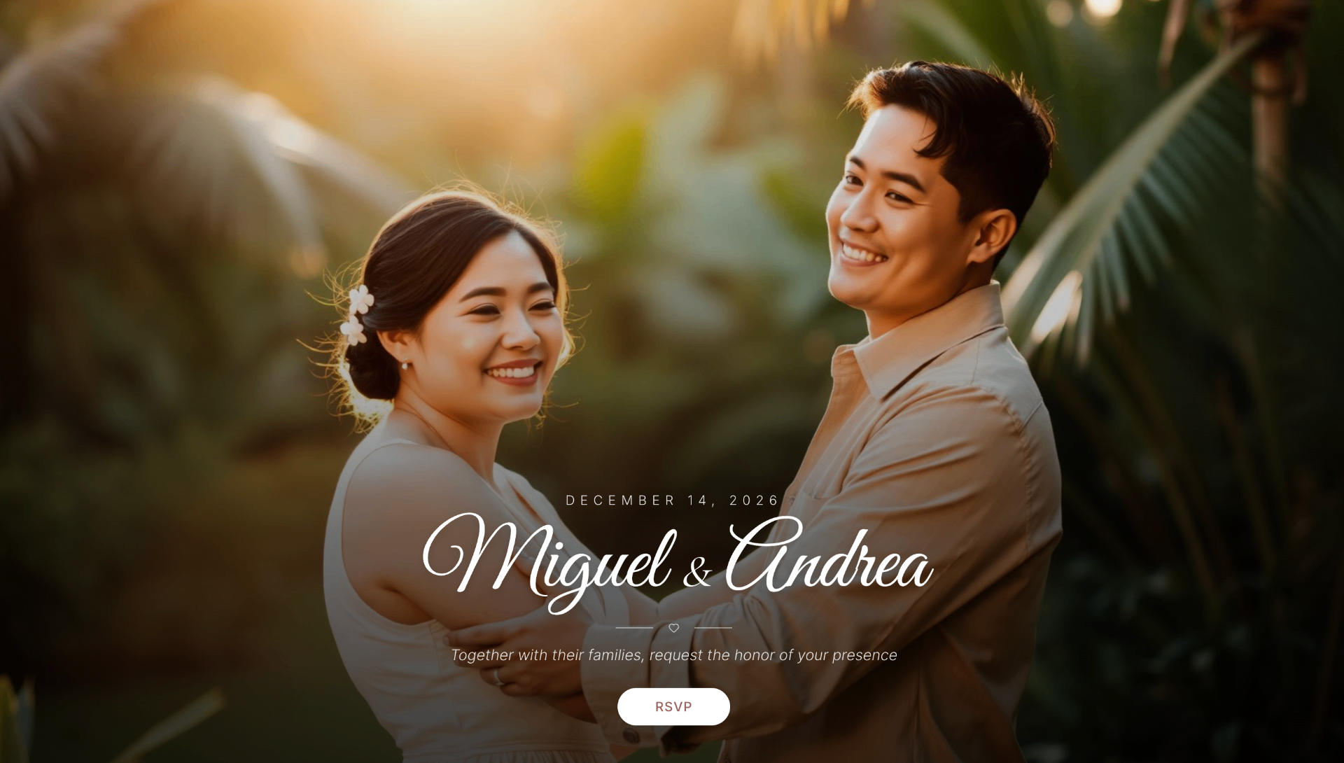 Classic Romance wedding website sample