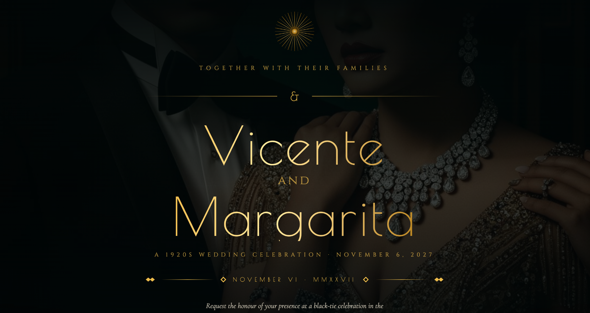 Art Deco / Great Gatsby wedding website sample
